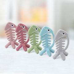 Bebe Mondo fish tail closeup shows flexible design for curious babies.