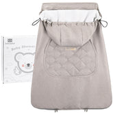 bebear winter cover for baby carrier, front view, keeps baby warm and ready for strolls