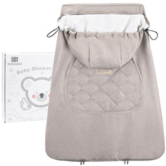 bebear winter cover for baby carrier, front view, keeps baby warm and ready for strolls