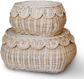 BEBE BASK Flora basket lid with scalloped edge for chic nursery storage.