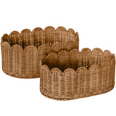 BEBE BASK premium scalloped baskets set of 2 in Mocca for stylish nursery storage