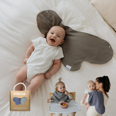 Bebeezoo burp cloth to bib with butterfly design for extra shoulder coverage