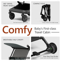 bebehoo lightweight travel stroller compact size fits in trunk or overhead bin