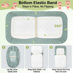 BeBeJoJo bassinet sheets sized 33x17x4 inches fit oval, rectangular, and hourglass bassinets.