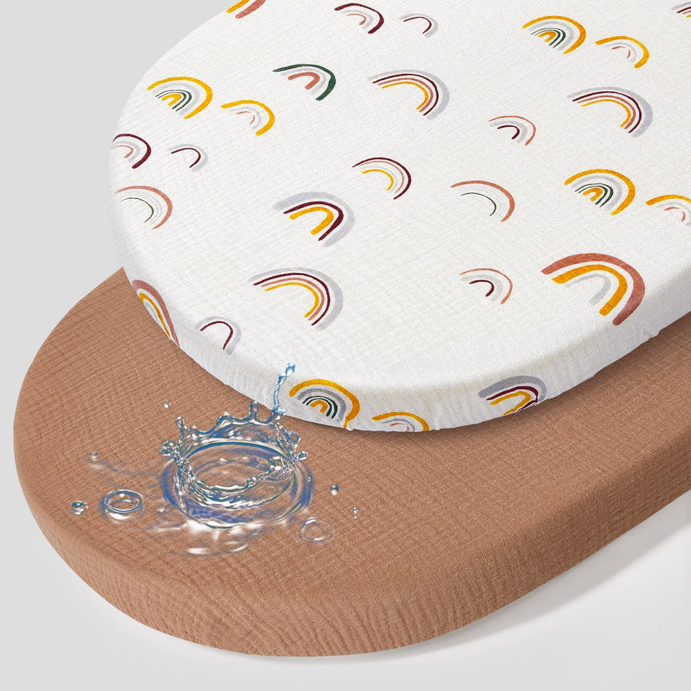 BeBeJoJo bassinet sheets with muslin top layer for gentle newborn comfort