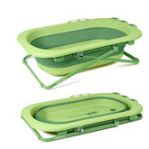 Beberoad Love collapsible baby bathtub in green folded for compact storage.