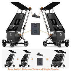 Beberoad Love R1 side-by-side twin stroller letting both kids share the view