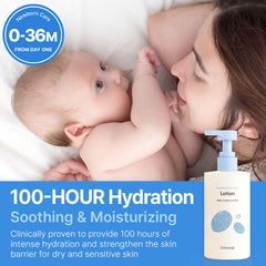 BEBESUP Daily Hydration Lotion application demonstrates quick absorption for baby skin