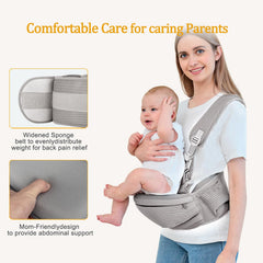bebless ergonomic hip-seat and pockets detail demonstrating all-day carrying versatility