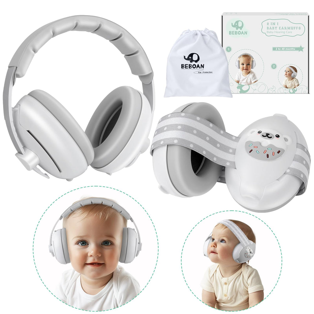 BEBOAN 2-in-1 baby ear muffs with adjustable-headband offer a secure fit