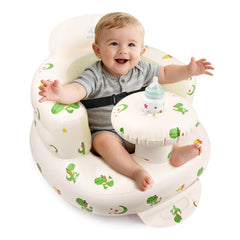 BEBOAN inflatable baby seat with green dinosaur tray supports safe upright sitting