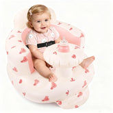 BEBOAN inflatable baby seat with tray in pink bunny design, ideal for travel and playtime.