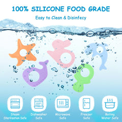 BEBOAN teething whale silicone toy helps calm drooly babies.