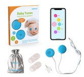 bebon Baby-Bump Headphones on belly delivering lullabies to the womb safely.