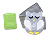Bebon Belly Hugger owl-pattern calms a fussy newborn with gentle warmth.