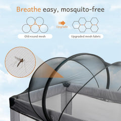 BEBONO mosquito net cover with two-way zipper, easy access on Pack N Play