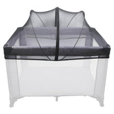 BEBONO mosquito net cover on Pack N Play, front view, protects baby from insects