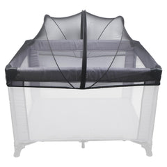 BEBONO mosquito net cover on Pack N Play, front view, protects baby from insects