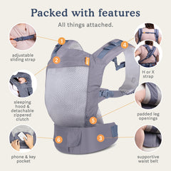 Beco Toddler Carrier wide seat supports growing child with soft, ergonomic contact.