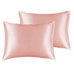 BEDELITE satin pillowcase front view in coral, showing soft texture