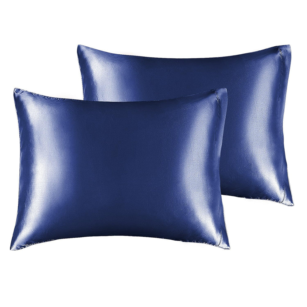 BEDELITE satin pillowcase in navy with soft-touch for silky sleep
