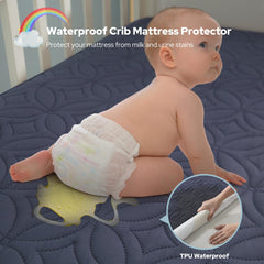BEDLORE soft, breathable crib mattress cover close-up for gentle baby skin.