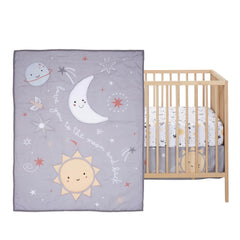 Bedtime Originals Little Star fitted sheet with elastic edge for secure crib fit.