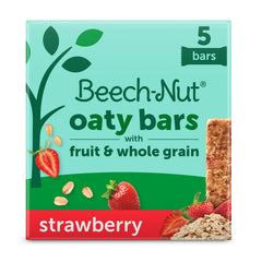 Beech-Nut Fruity Oat Bar Strawberry, convenient gluten-free snack for toddlers 12 months and up.