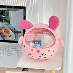 BeeChamp Bunny desk organizer in pink and white pairs decor with storage.