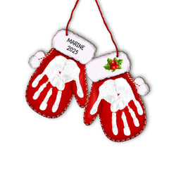 BEETHIS handprint Christmas red gloves sign framed for playful baby memories and holiday decor.
