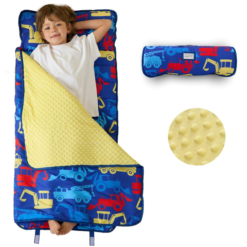 Beeweed Toddler Nap Mat rollup design for easy storage and portability.