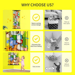 Befayoo space-saving wall hanging, keeps plushies off the floor and tidy.