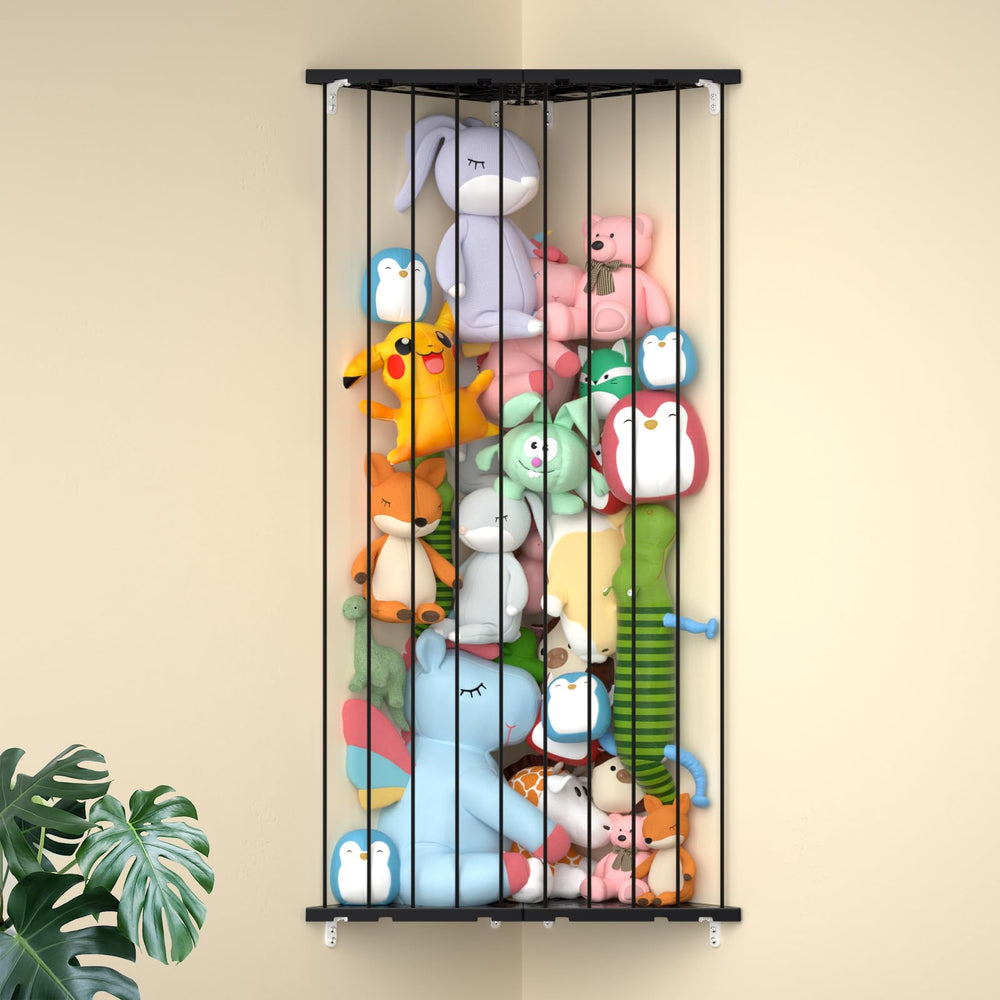 Befayoo stuffed animal storage shelf, 75-inch adjustable length, helps organize plush toys.