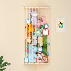 Befayoo stuffed animal storage wall hanger saves floor space and keeps toys organized.