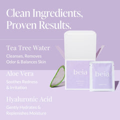 Beia aloe vera wipes provide soothing hydration for sensitive skin.