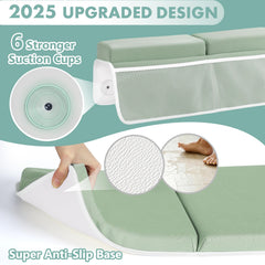 Beiens bath kneeler with suction cups securing it to the tub for stability.