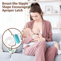 Beilastarx glass baby bottle 8oz with size M nipple for longer feeds.