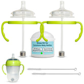 BelBeyo straw cup conversion kit top view fits Comotomo bottles for easy transition