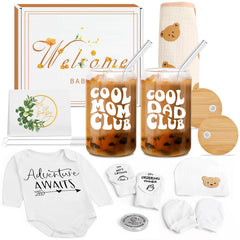 BELIVIUM newborn gifts set: adventure waits onesie for cozy baby milestones.