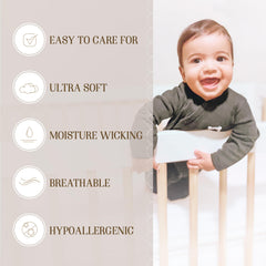 BC Bella Coterie bamboo crib sheet deep-pocket fit shown on mattress corner.