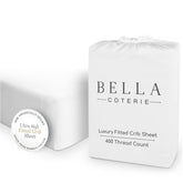 BC Bella Coterie bamboo crib sheet packaging highlights premium fabric and eco-friendly materials.