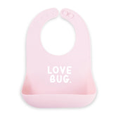 Bella Tunno baby bib for eating with a wide catch-pocket to keep outfits clean.