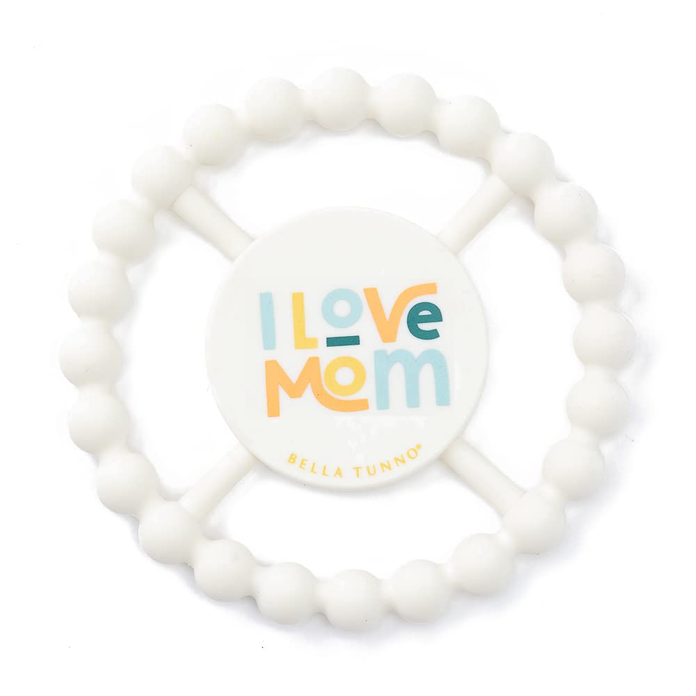 Bella Tunno I Love Mom teether with round design for easy grasp by tiny hands