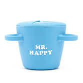 Bella Tunno Mr. Happy Snack Cup with lid for spill-free snacking on the go