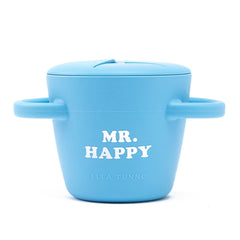Bella Tunno Mr. Happy Snack Cup with lid for spill-free snacking on the go