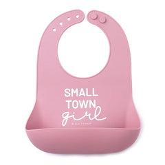 Bella Tunno Small Town Girl bib worn by baby for mess-free meals