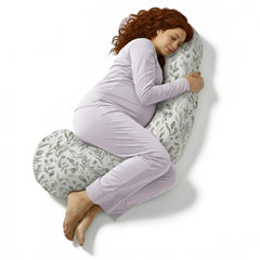 BellaMoon C-shaped pregnancy pillow full-body support for comfortable pregnancy sleep.