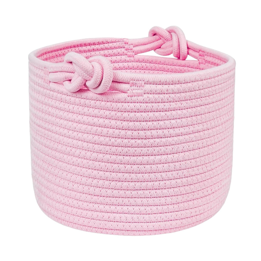 Bellar small rope basket pink close-up shows soft texture for gentle storage.