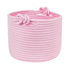 Bellar small rope basket pink close-up shows soft texture for gentle storage.