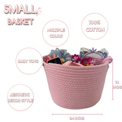 Bellar small rope basket pink in kids room organizes toys with cute decor.
